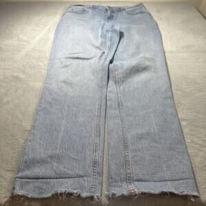 Y2k 2000s Abercrombie Fitch Straight Baggy Jeans Ws 31 35x32 Raw Hem Loose Cruve